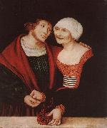 CRANACH, Lucas the Elder Amorous Old Woman and Young Man gjkh oil on canvas